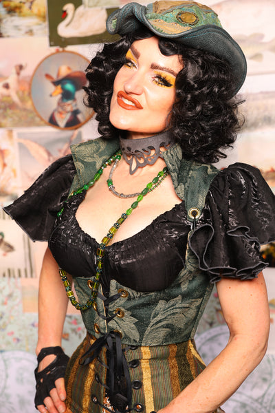 10. Cropped Vixen w/collar in Forest Scroll - The Fowl Majesty Collection