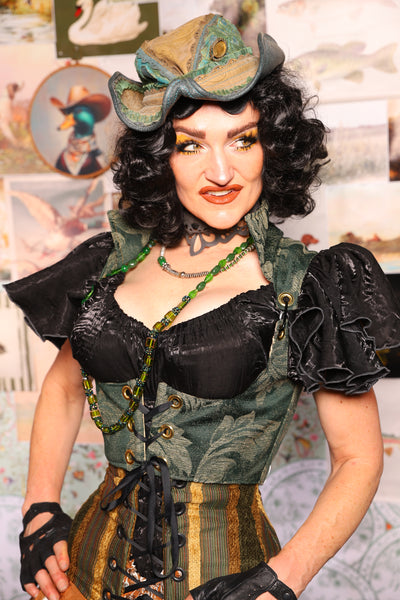 10. Cropped Vixen w/collar in Forest Scroll - The Fowl Majesty Collection