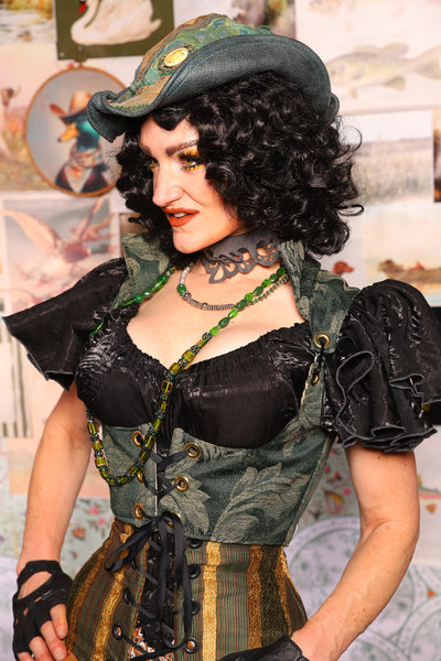 10. Cropped Vixen w/collar in Forest Scroll - The Fowl Majesty Collection