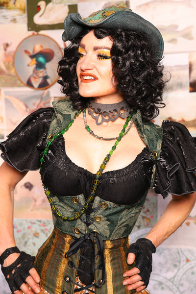 10. Cropped Vixen w/collar in Forest Scroll - The Fowl Majesty Collection