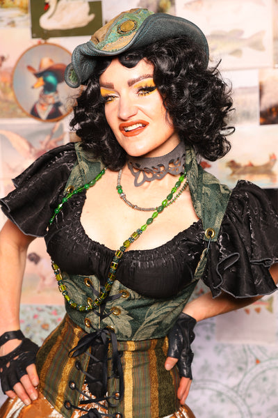 10. Cropped Vixen w/collar in Forest Scroll - The Fowl Majesty Collection