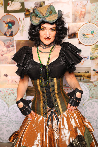 33. Wench Underbust Corset in Ivy Lane Stripe - The Fowl Majesty Collection