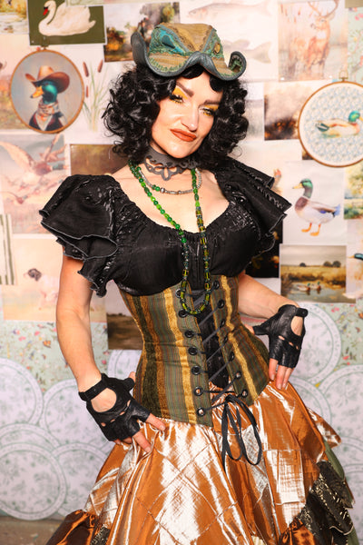33. Wench Underbust Corset in Ivy Lane Stripe - The Fowl Majesty Collection