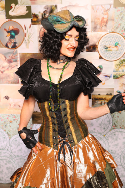 33. Wench Underbust Corset in Ivy Lane Stripe - The Fowl Majesty Collection