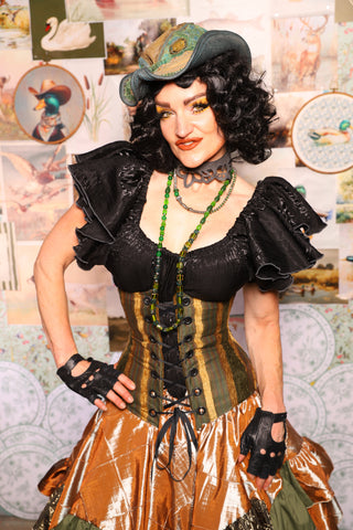 33. Wench Underbust Corset in Ivy Lane Stripe - The Fowl Majesty Collection