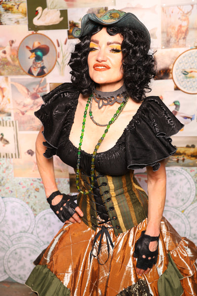 33. Wench Underbust Corset in Ivy Lane Stripe - The Fowl Majesty Collection