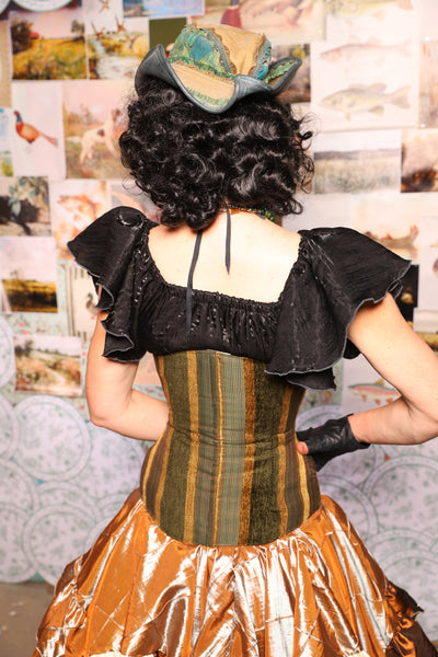 33. Wench Underbust Corset in Ivy Lane Stripe - The Fowl Majesty Collection