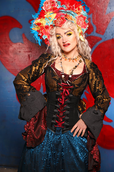 Detachable Buccaneer Sleeves in Black & Gold Medallion - The Checkered Past Collection