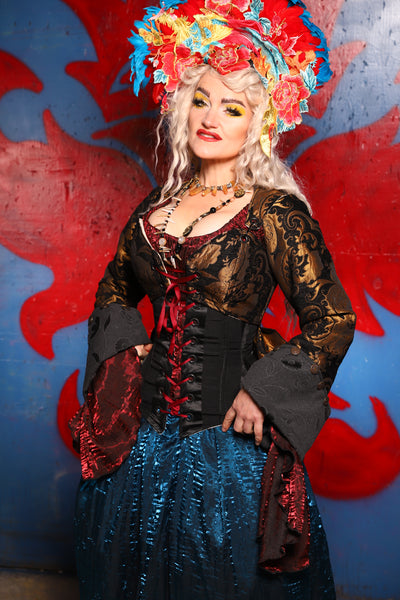Detachable Buccaneer Sleeves in Black & Gold Medallion - The Checkered Past Collection