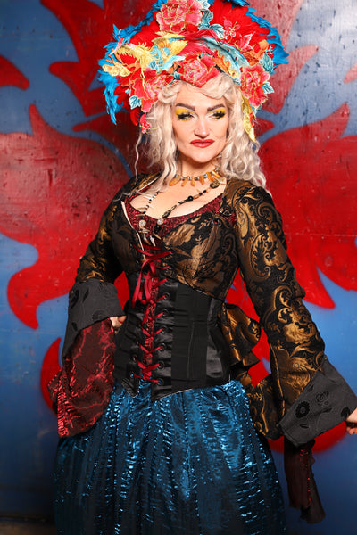 Detachable Buccaneer Sleeves in Black & Gold Medallion - The Checkered Past Collection