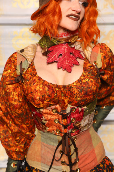Cropped Dapper Vixen in Autumnal Picnic w/Leaf Applique - Day 5 of 13 Days of Halloween 2025