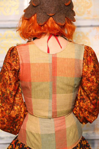 Cropped Dapper Vixen in Autumnal Picnic w/Leaf Applique - Day 5 of 13 Days of Halloween 2025