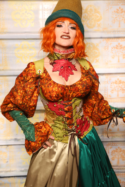 Petite Vixen Corset in Lime Green w/Leaf Appliques - Day 5 of 13 Days of Halloween 2025