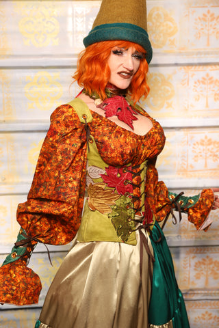 Petite Vixen Corset in Lime Green w/Leaf Appliques - Day 5 of 13 Days of Halloween 2025