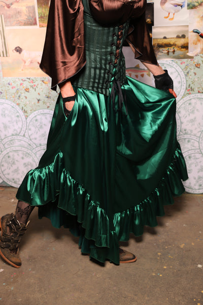 16. Flutterfall Trousers in Jewelwing Satin -The Fowl Majesty Collection