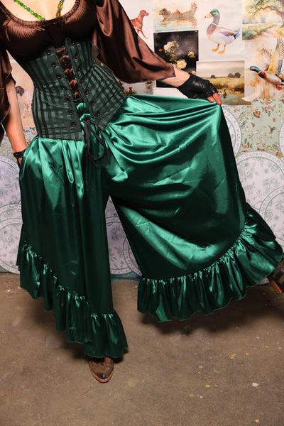16. Flutterfall Trousers in Jewelwing Satin -The Fowl Majesty Collection