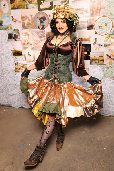 19. Mini Fairy Skirt w/patchwork ruffle in Large Candlelight Pintuck - The Fowl Majesty Collection