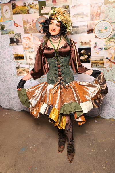 19. Mini Fairy Skirt w/patchwork ruffle in Large Candlelight Pintuck - The Fowl Majesty Collection