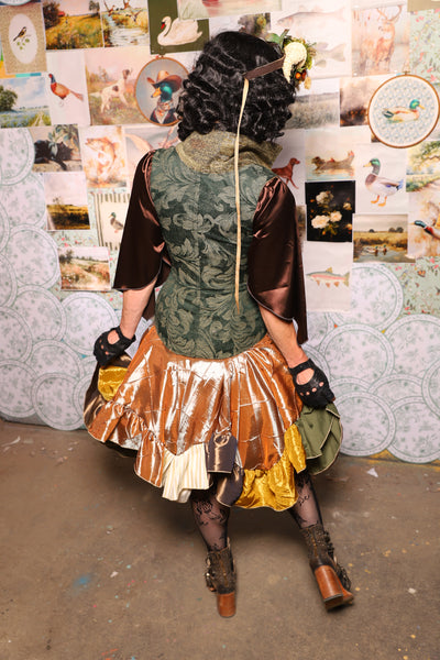 19. Mini Fairy Skirt w/patchwork ruffle in Large Candlelight Pintuck - The Fowl Majesty Collection