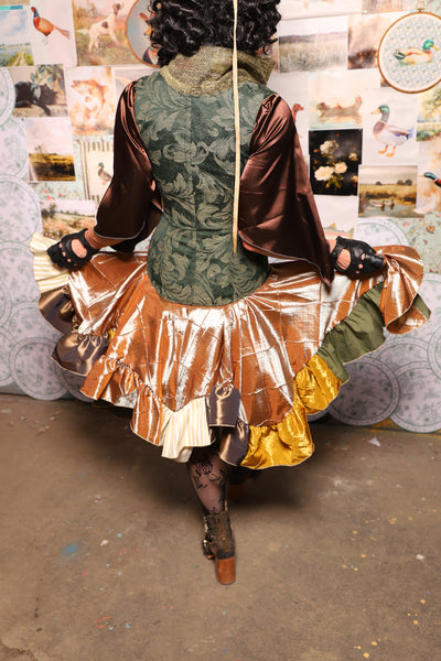 19. Mini Fairy Skirt w/patchwork ruffle in Large Candlelight Pintuck - The Fowl Majesty Collection