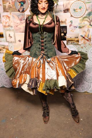 19. Mini Fairy Skirt w/patchwork ruffle in Large Candlelight Pintuck - The Fowl Majesty Collection