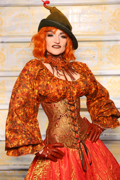 Wench Corset in Rust Paisley - Day 5 of 13 Days of Halloween 2025