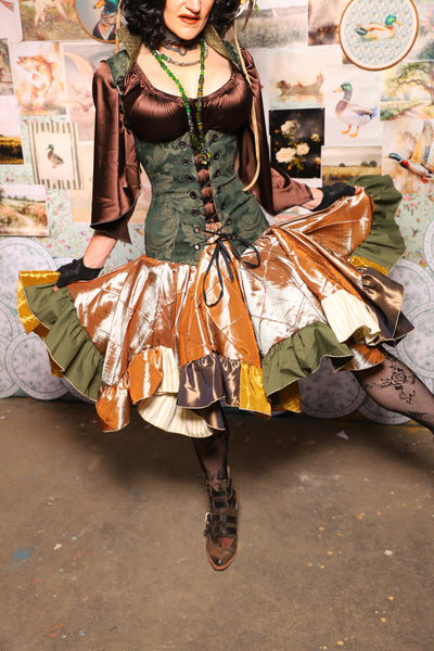 19. Mini Fairy Skirt w/patchwork ruffle in Large Candlelight Pintuck - The Fowl Majesty Collection