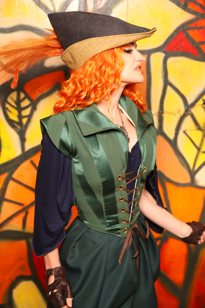 Guinevere II Bodice in Kale Stripe -"Bowstrings & Bodices Collection"