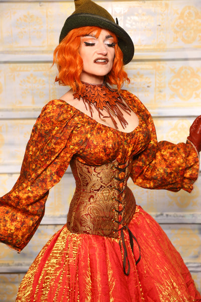 Wench Corset in Rust Paisley - Day 5 of 13 Days of Halloween 2025