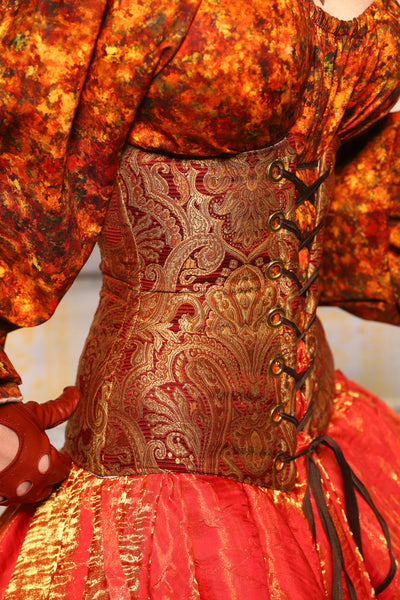 Wench Corset in Rust Paisley - Day 5 of 13 Days of Halloween 2025
