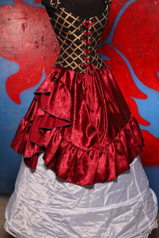 Crescent Skirt w/Ruffle in Crushed Garnet - The Checkered Past Collection