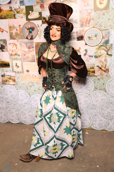 29. Tulip Skirt in Clover & Buttercup Quilt Diamond -The Fowl Majesty Collection