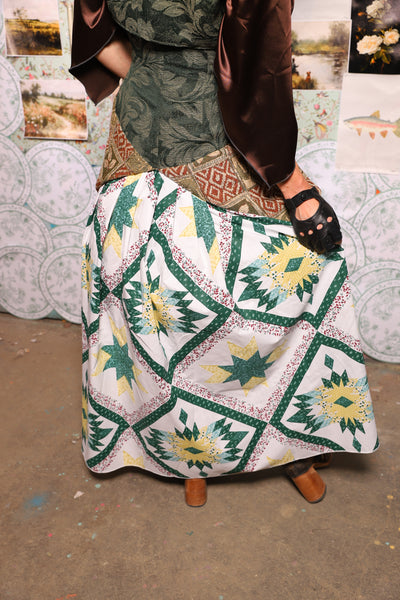 29. Tulip Skirt in Clover & Buttercup Quilt Diamond -The Fowl Majesty Collection