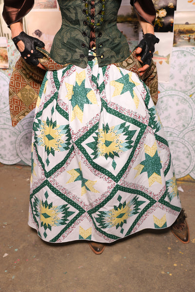 29. Tulip Skirt in Clover & Buttercup Quilt Diamond -The Fowl Majesty Collection