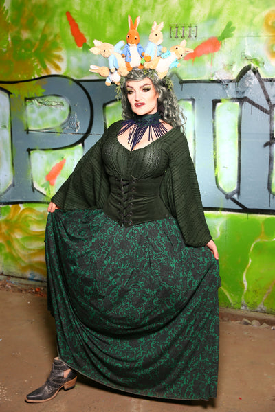 Tulip Skirts in Emerald Painted Lace  -"Greener Pastures Collection" #39