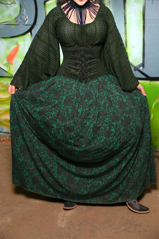 Tulip Skirts in Emerald Painted Lace  -"Greener Pastures Collection" #39