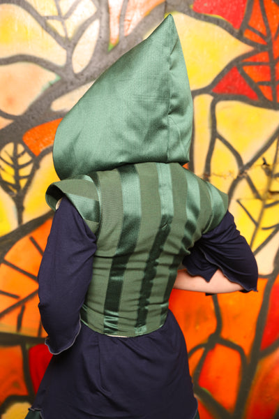 Guinevere II Bodice with Hood in Kale Stripe -"Bowstrings & Bodices Collection"