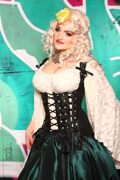 Triple Threat Vixen Corset in Black & Green Medallion #15 - The "Triple Threat" Collection:Part 1