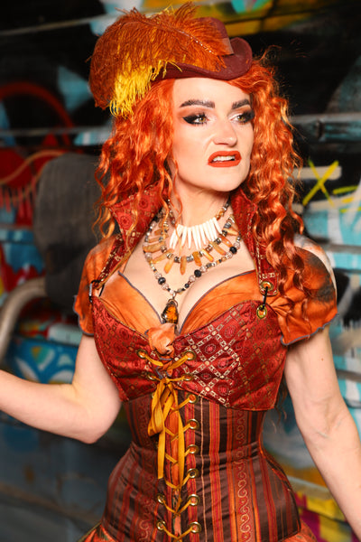 08. Cropped Courtier w/Collar in Persimmon Square - The "Ensembled in Embers" Collection