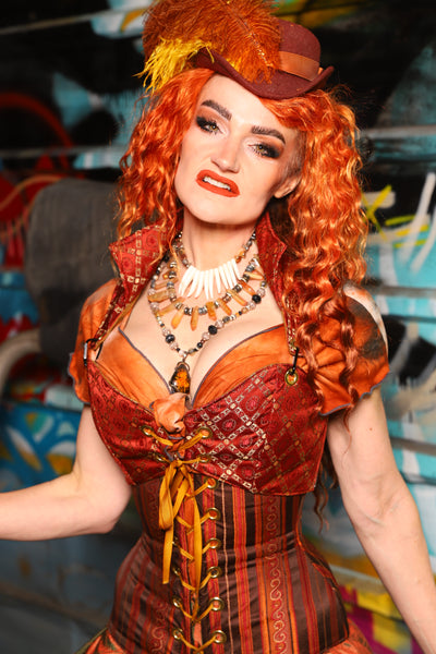 08. Cropped Courtier w/Collar in Persimmon Square - The "Ensembled in Embers" Collection