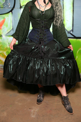 Stagecoach Skirt with Long Ruffle in Black Lagoon Shimmer  -"Greener Pastures Collection" #32