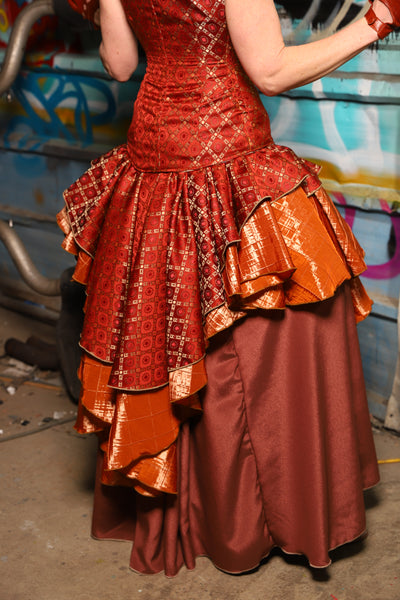 11. Deluxe 2-Tier Peplum Ruffle in Persimmon Square with Shiny New Pumpkin Pintuck Base Ruffle - The "Ensembled in Embers" Collection