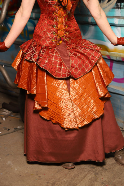 11. Deluxe 2-Tier Peplum Ruffle in Persimmon Square with Shiny New Pumpkin Pintuck Base Ruffle - The "Ensembled in Embers" Collection