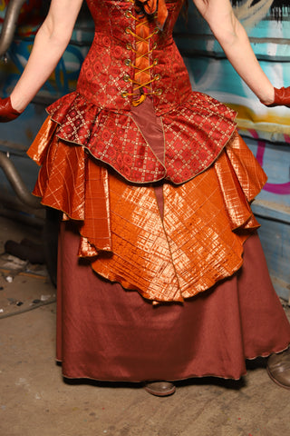 11. Deluxe 2-Tier Peplum Ruffle in Persimmon Square with Shiny New Pumpkin Pintuck Base Ruffle - The "Ensembled in Embers" Collection