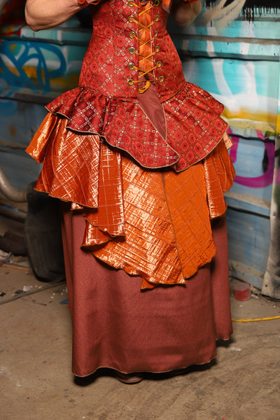 11. Deluxe 2-Tier Peplum Ruffle in Persimmon Square with Shiny New Pumpkin Pintuck Base Ruffle - The "Ensembled in Embers" Collection