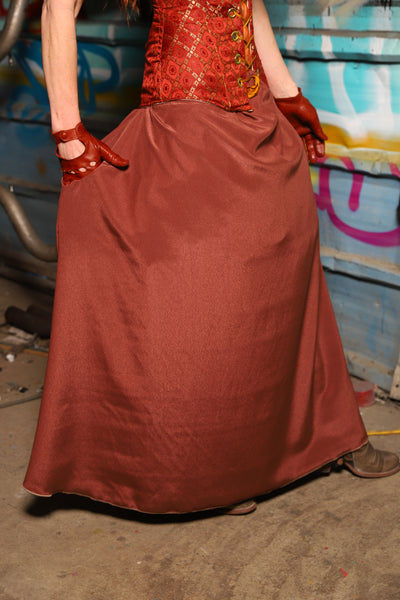 28. Swagger Skirt in Terracotta Matte Reverse Satin - The "Ensembled in Embers" Collection