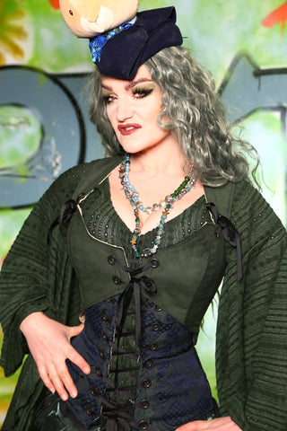 Cropped Marie Bodice in Forest Green Velvet  -"Greener Pastures Collection" #12 *PLEASE order by BUST Measurement, NOT waist!