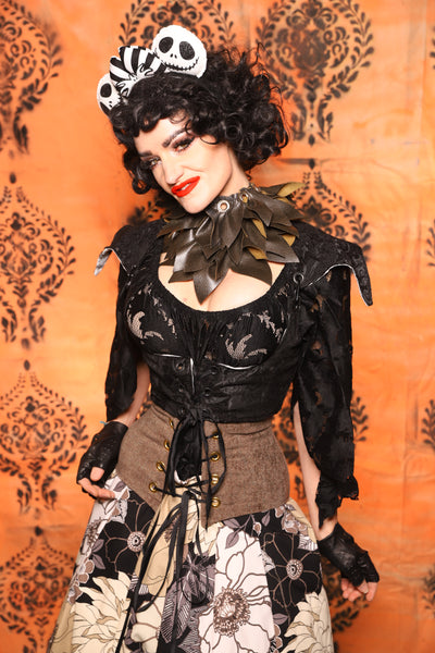 Cropped Elf Vixen Corset in Black Medallion- Day 7 of 13 Days of Halloween 2025