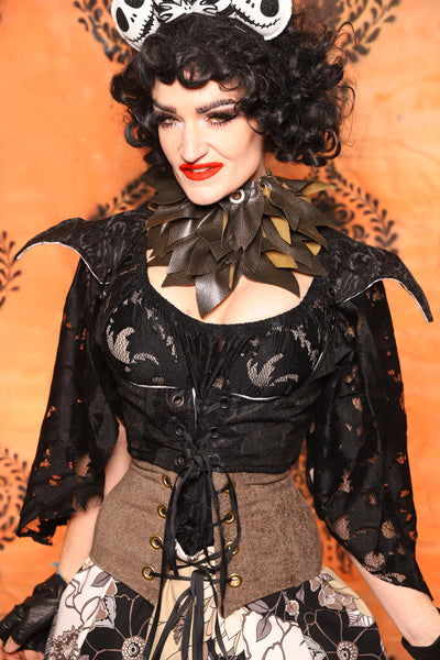 Cropped Elf Vixen Corset in Black Medallion- Day 7 of 13 Days of Halloween 2025