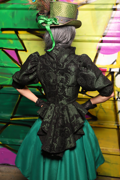 Cropped Vixen w/Wren Tail in Black and Green Medallion - The Wrenfaire Collection